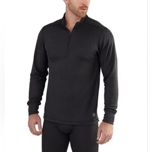 Carhartt Men's Black Quarter-Zip Pullover Relaxed Fit Long Sleeve Shirt